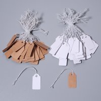 100Pcs Jewelry String Cord Price Tags Rectangle White Blank Labels for Jewelry Display Card Promotion Label Hang kraft Paper Tag