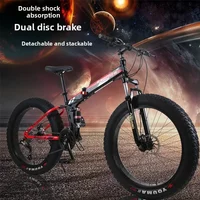 Stylish Folding Beach Snow Bi ke Double Shock Absorber Double Disc Brake Soft Tail Mountain Bike 4.0 Widened Large Tire Bike