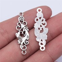 WYSIWYG 5pcs 36x11mm 2 Colors Chinese Style Lucky Connector Charms Pendant For DIY Jewelry Making Jewelry Craft Findings