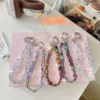 Light Luxury Crystal Stone Mobile Phone Lanyard Keychain Bag Pendant Versatile Niche Irregular-Shaped Beaded Wrist Strap Short