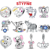Silver-Plated Sitting Elephant Charms Beads Fit Original Bracelets Bag Keychain Charms Beads Pendant Diy Women Jewelry Gift