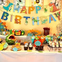 Dinosaur Happy Birthday Garland Banner Roar Dino Party Balloons Jungle Animal Safari 1st Kids Birthday Party Decoration Supplies