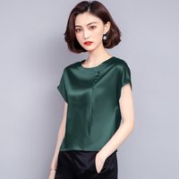 Women Workplace commuter fan new heavy solid color Copy silk shirt