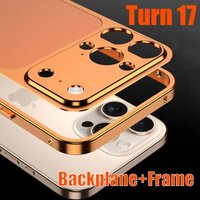Ultra Thin Instantly Turn 17 Matte Backplane Case For iPhone 16 15 14 13 Pro Max Luxury Metal Frame Camera Protection Back Cover