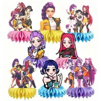 8pcs Girls Anime Figures Decorations Children Birthday Party Honeycomb Ornaments Desktop Decoration Props Gift Party Decorations