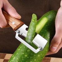 1Pc Vegetable Peeler With Wooden Handle And Bottle Opener: 2-in-1 Stainless Steel Kitchen Tool For Fruit Potato Pumpkin