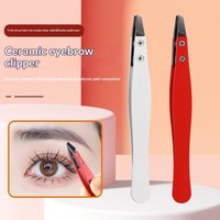 1PC Zirconia Ceramic Tweezers, Stainless Steel Pointed Tip for Eyebrow, Slanted Edges Beard Hair Eyelash Grooming Tool