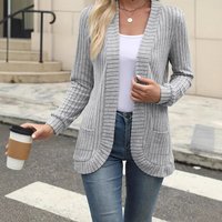 Solid color pit strip grinding casual spliced long-sleeved cardigan jacket