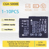 1-10PCS CGA-S008E Camera Battery 3.7V 1100mAh Rechargeable BatterSuitable for Panasonic DMW-BCE10E DB-70 FX30 FX33 FX55 FX520