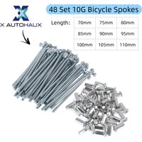 X Autohaux 48 Set 10G Bicycle Spokes 70mm 75mm 80mm 85mm 90mm 95mm 100mm 105mm 110mm Bike Wheel Spokes Carbon Steel Galvanized