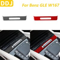 For Mercedes-Benz GLE W167 2019-2024 Real Carbon Fiber Center Console Water Cup Holder Panel Trim Cover Car Accessories Sticker