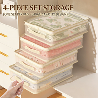 4pcs Mesh Storage Bags Clothes Organizer with Handle Dustproof Waterproof Moisture-proof for Wardrobe Quilt