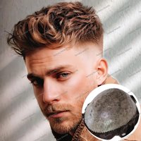 #4#6#7 lightest brown Full Thin Micro Skin pu Male Wig Natural Hairline 100%human hair Men toupee Replacement Capillary Prosthes