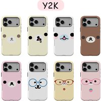 Y2K Cartoon Cute R-Rilakkuma Phone Case for iPhone 17 17e 16e 16 15 14 13 12 11 X XS XR XSMAX 7 8 Air Pro Max Plus Double-layer