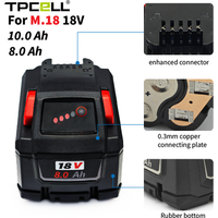 TPCELL NEW 8AH/10AH For MILWAUKEE M18 Tabless 21700 18V Professional Battery Li-ion Replacement High Output