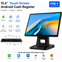 15.6 Inch 4G+64G Android 14 Cash Register, 1920*1080 FHD Touch Screen, Steel Stand POS Menu, SalesPlay Loyverse Restaurant POS
