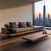 New Chinese-style solid wood sofa coffee table combination bed and breakfast office modern simple light luxury black walnut ash
