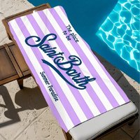 Saint Barth Purple White Striped Beach Towel Summer Paradise Letter Print Quick Dry Pool Bath Towel