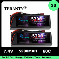 1/2PCS Teranty 2S HardCase Lipo Battery 7.4V 5200mAh 60C Battery Racing Series for RC Helicopter Car Boat Truck Buggy