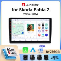 Junsun Bezprzewodowe Radio Samochodowe CarPlay Android Auto do Skoda Fabia Mk2 (5J) 2007-2014 z Wbudowanym Wentylatorem Chłodzącym, Nawigacja GPS Android, Odtwarzacz Multimedialny, WiFi, DSP, RDS, BT,