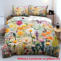 Color oil painting floral leaf 3D Print Quilt cover Color oil painting style Comfortable Spring Natural Bedding Cover Pillowcase