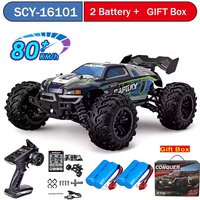 16101 1:16 50KM/H or 80KM/h 4WD RC Car With LED Light 2.4G Remote Control Cars High Speed Drift Monster Truck for Kids Toy