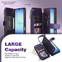 Wallet Multi-card Slot Zipper Kickstand Magnetic Flip Leather Case For Samsung Galaxy A07 A15 A16 A17 A26 A36 A37 A55 A56 A57