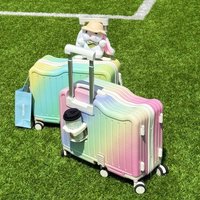 20/24 Inch Zipper Gradient Color Kids' Luggage Can Ride Small Suitcase Children ABS+PC Travel Suitcase on Wheels