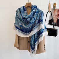 130*130cm Beach Wraps Large Shawl For Women Luxury Floral Printed Square Scarf Fashion Scarves Bandanas Elegant Hijab