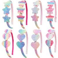 2023 Fashion Girls Glitter Hair Bands Cute Colors Hair Hoop Hairbands Lovely Bow Stars Headbands For Kids Gifts Hair Accessorie