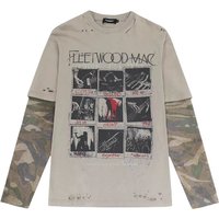 Mens Camouflage Patchwork Vintage T Shirt Fake Two Piece Long Sleeve Tee Tops Streetwear Harajuku Oversized Hip Hop Tops