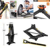 BRIEFNESS 2 Ton Scissor Jack Vehicle Portable Lifting Tool 105-385mm Adjustable, Car Jack with Ratcheting Handle for Tire Changing SUV Sedan Compact Emergency
