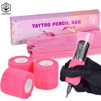 POSEIDON Tattoo Pencil Sleeve Bag Covers 200Pcs and 3Pcs Pink Bandage Practice Taattoo Sets Microblading Supplie for Artists