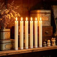 Real Wax Flameless Taper Candles 96in Set of 6 Paraffin Battery with Remote Timer Dimmable Flickering Flame for Wedding Memorial