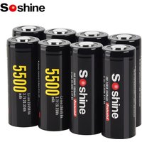 Soshine 5500mAh 26650 3.7V Battery 5500mAh 26650-55A Lithium Rechargeable Battery Suitable for Flashlight Mouse Head Lights Toys
