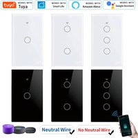 Tuya WiFi US Smart Light Switch Wall Touch Switches RF433 1/2/3 Gang Neutral Wire/No Neutral Wire Work with Alexa Google Home