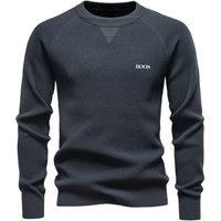 2025 autumn and winter new round-neck fashionable pure-color sweater for men, high-quality business casual knitted men's sweater
