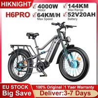 HIKNIGHT H6PRO E-Bike mit 4000W Spitzenmotor, 52V20Ah Akku, 64KM/H Höchstgeschwindigkeit, 144KM Maximale Reichweite, 24x4 Zoll Fat Tire Mountain City Elektrofahrrad