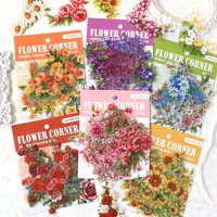 Journamm 120pcs/6pack PET Floral Frames Decorative Stickers Transparent PET Floral Corner Stickers for Scrapbooking