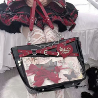 Fashion Y2k Hot Girl Transparent Ita Bag, Diy Display Bag Heart Chain Decor Handbag, Streetwear Large Capacity Crossbody Bag