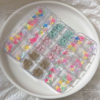 12 grids dopamine color heart nail art jewelry mixed cross resin nail decoration wholesale