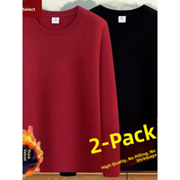 New Men's Long Sleeve T-Shirt Fashionable All-Match Autumn Winter Casual Top Warm Underwear Fleece Lined Base Shirt Men's Wear