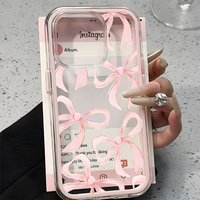 Elegant Pink Bow Pattern 2in1 Clear Case For Samsung Galaxy S26 Ultra S25 S23 FE S24 S22 Plus A57 A55 A54 A36 A35 A37 A16 Cover