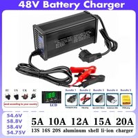 48V 5A 8A 10A 12A 15A 20A Lithium Battery Charger 13S 16S 54.6V 58.8V 58.4V 54.75V High-power LCD Display Metal Shell