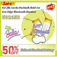 New Upgraded 592653 3.7V1600mAh Built-in Battery for JBL Cardo Packtalk Bold 1st Gen Edge Bluetooth Headset