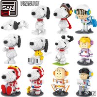 NEW HSANHE Snoopy Anime Action Figures Kawaii Building Blocks Micro Daimond Bricks DIY Assemble Toys For Children Gifts