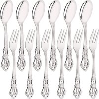 12Pcs Tea Fork Spoon Stainless Steel Tableware Set Fruit Fork Dinnerware Cutlery Set Cake Snack Fork Spoon Kitchen Utensils Set