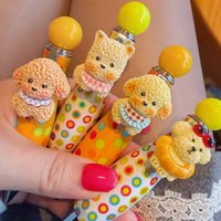 1/4pcs Cartoon Puppy Retractable Ballpoint Pens Kawaii Chubby Dog Pen Cute Stationery Smooth Writing Black Color Gel Ink A3299