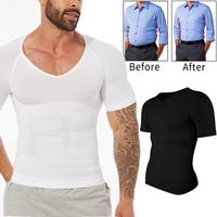 Men's Body Shaper Slimming Shirt Tummy Control Vest Compression Base Layer Slim Muscle Short Sleeve Shapewear