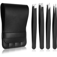 Professional Stainless Steel Eyelash & Eyebrow Grooming Tweezers Set 5-Piece Private Label with Slanted Tip Cheaper Shipping
